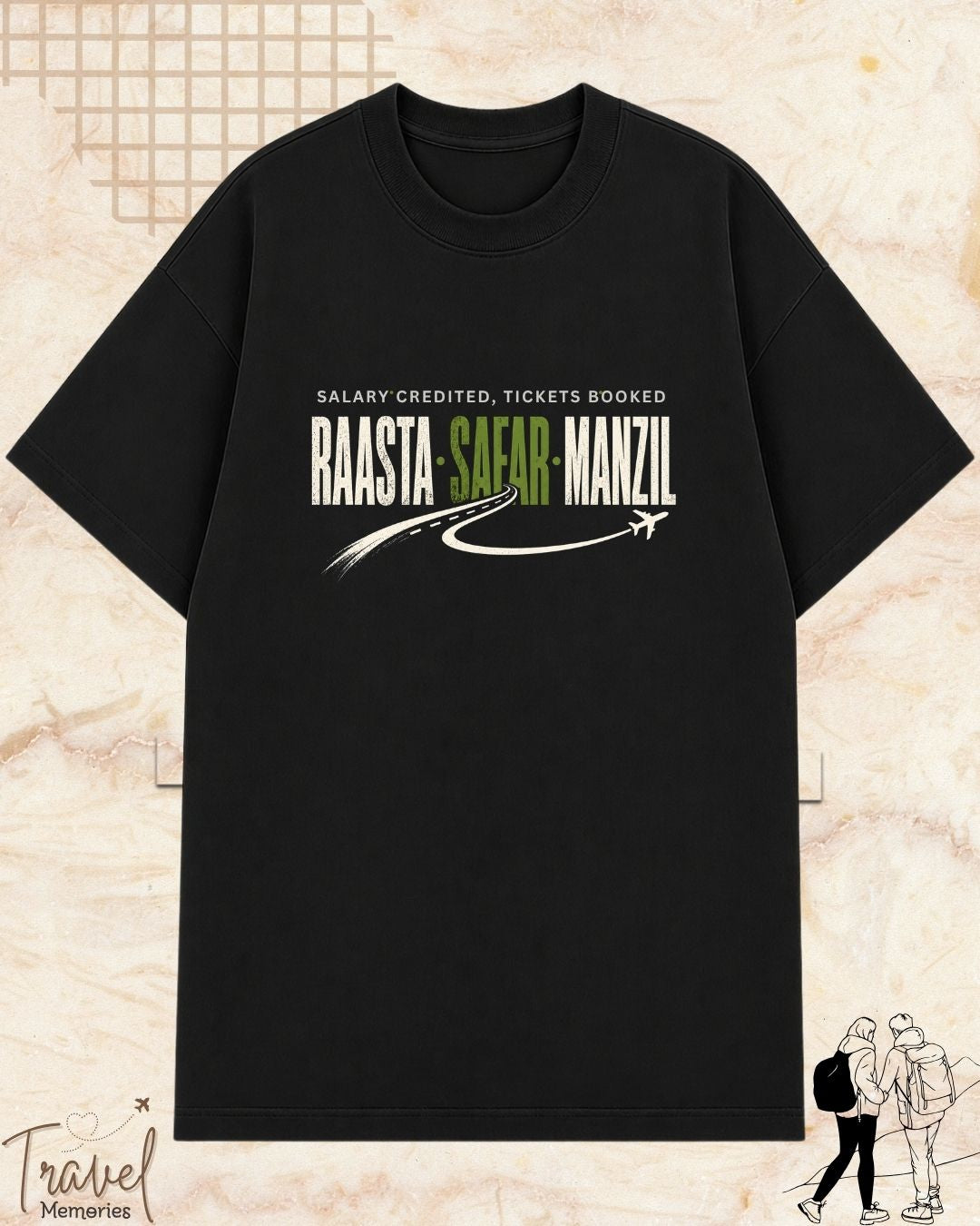 Raasta Safar Manzil Travel Cotton Tshirt