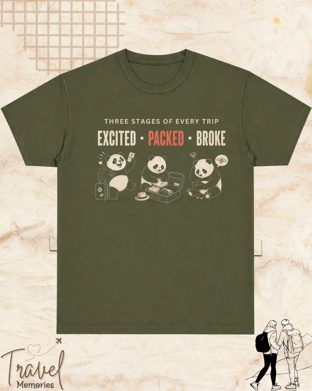 Three Stages of Every Trip Travel Cotton Tshirt Part 1