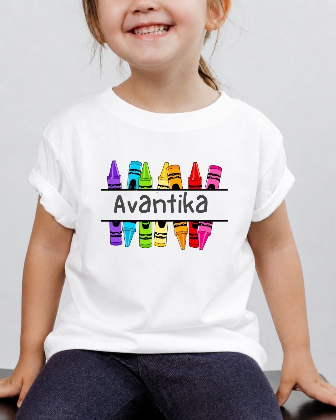Colorful Crayon Custom Kid Cotton Tee