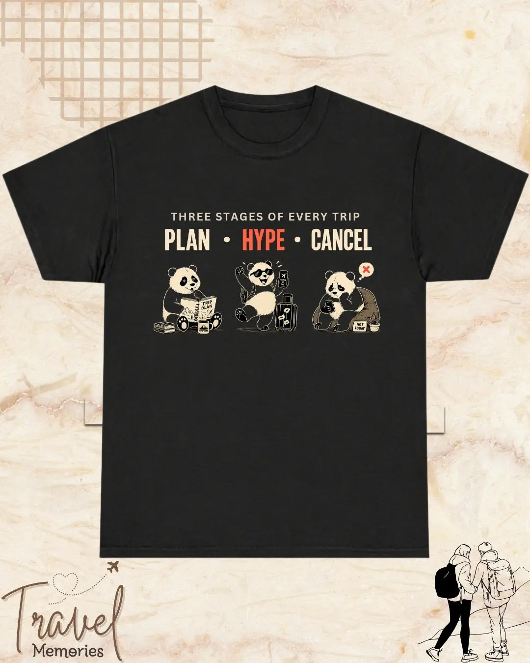 Three Stages of Every Trip Travel Cotton Tshirt Part 1