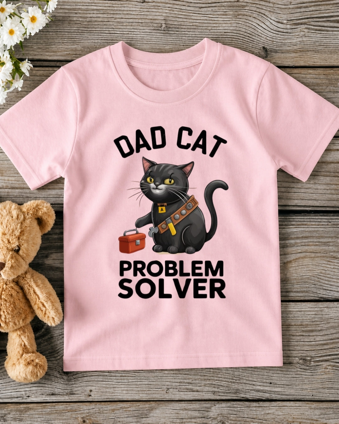 Dad Cat Problem Solver Kid Cotton Tshirt
