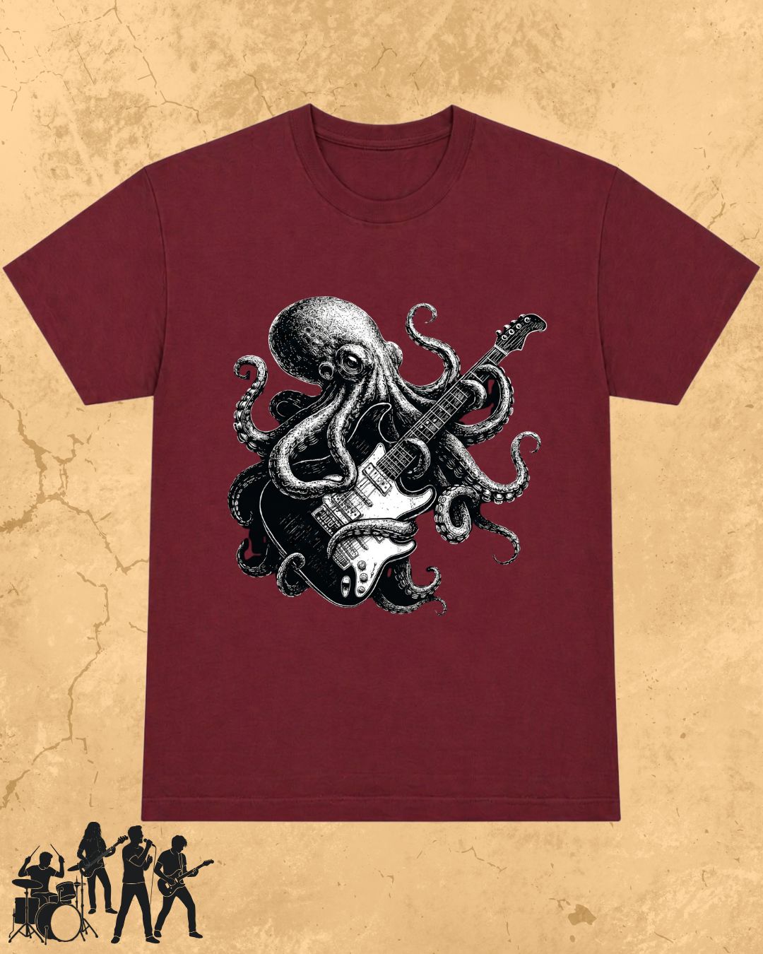 Octopus Guitar Rock Cotton Tshirt