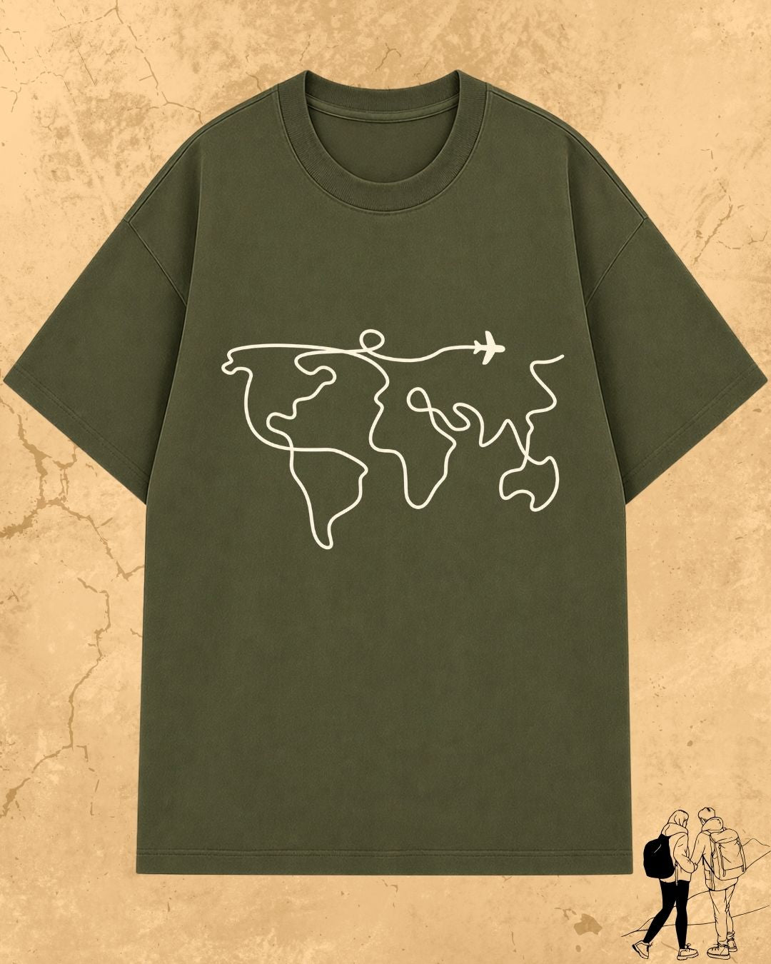Minimalist Wanderline Travel Cotton Tshirt