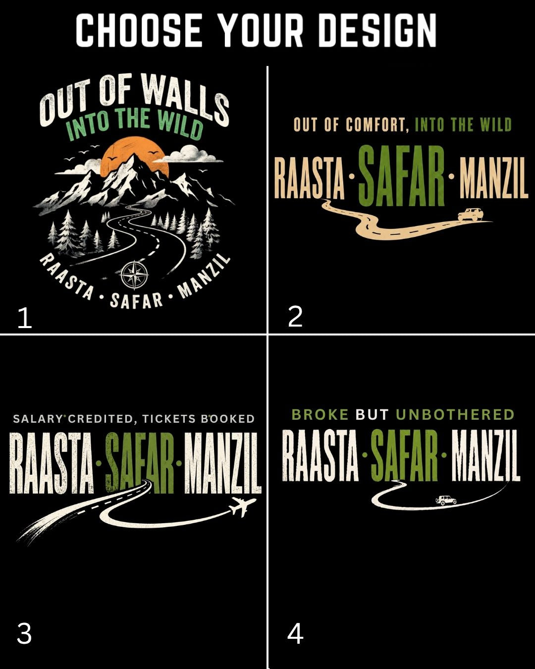Raasta Safar Manzil Travel Cotton Tshirt