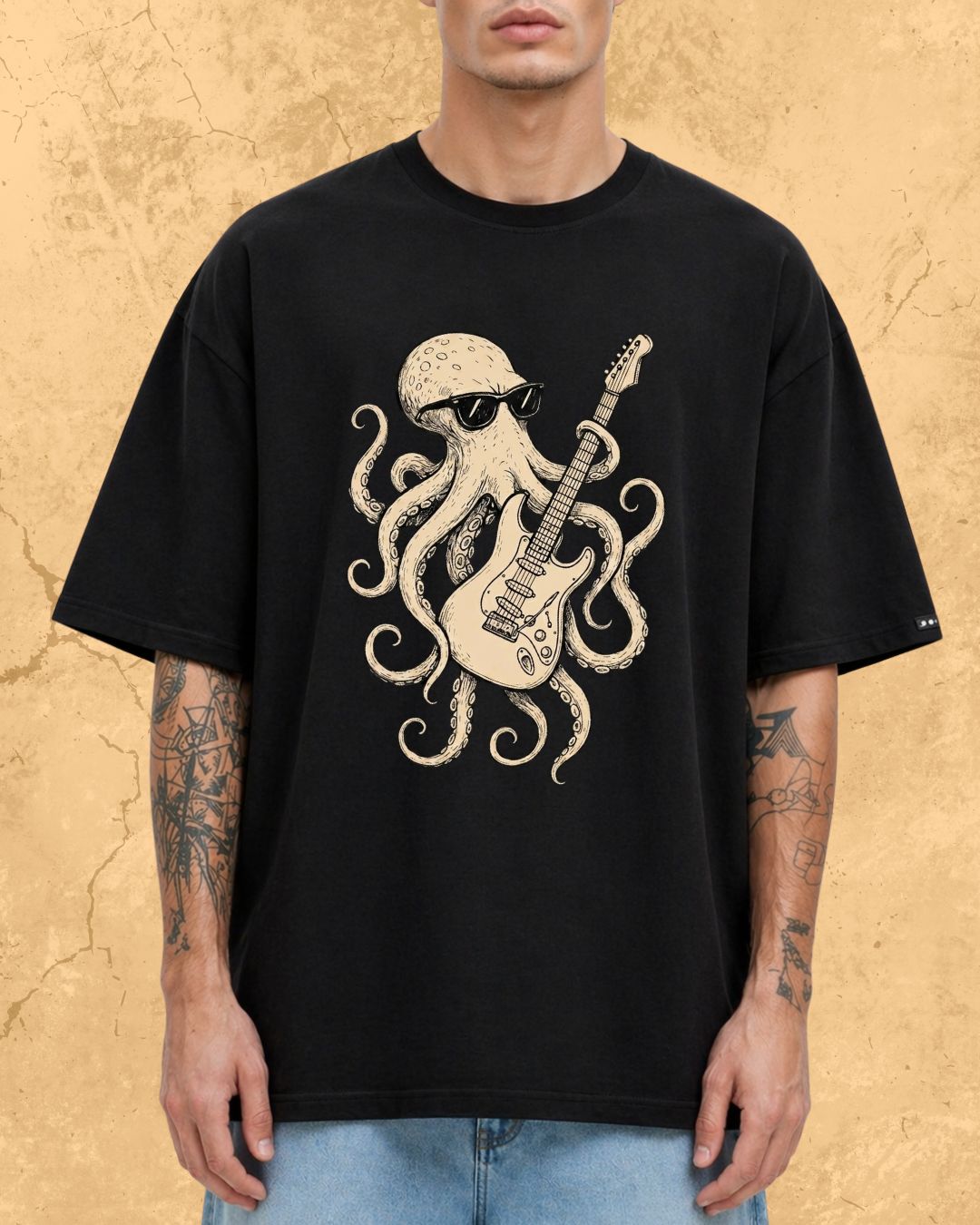 Octopus Guitar Rock Cotton Tshirt