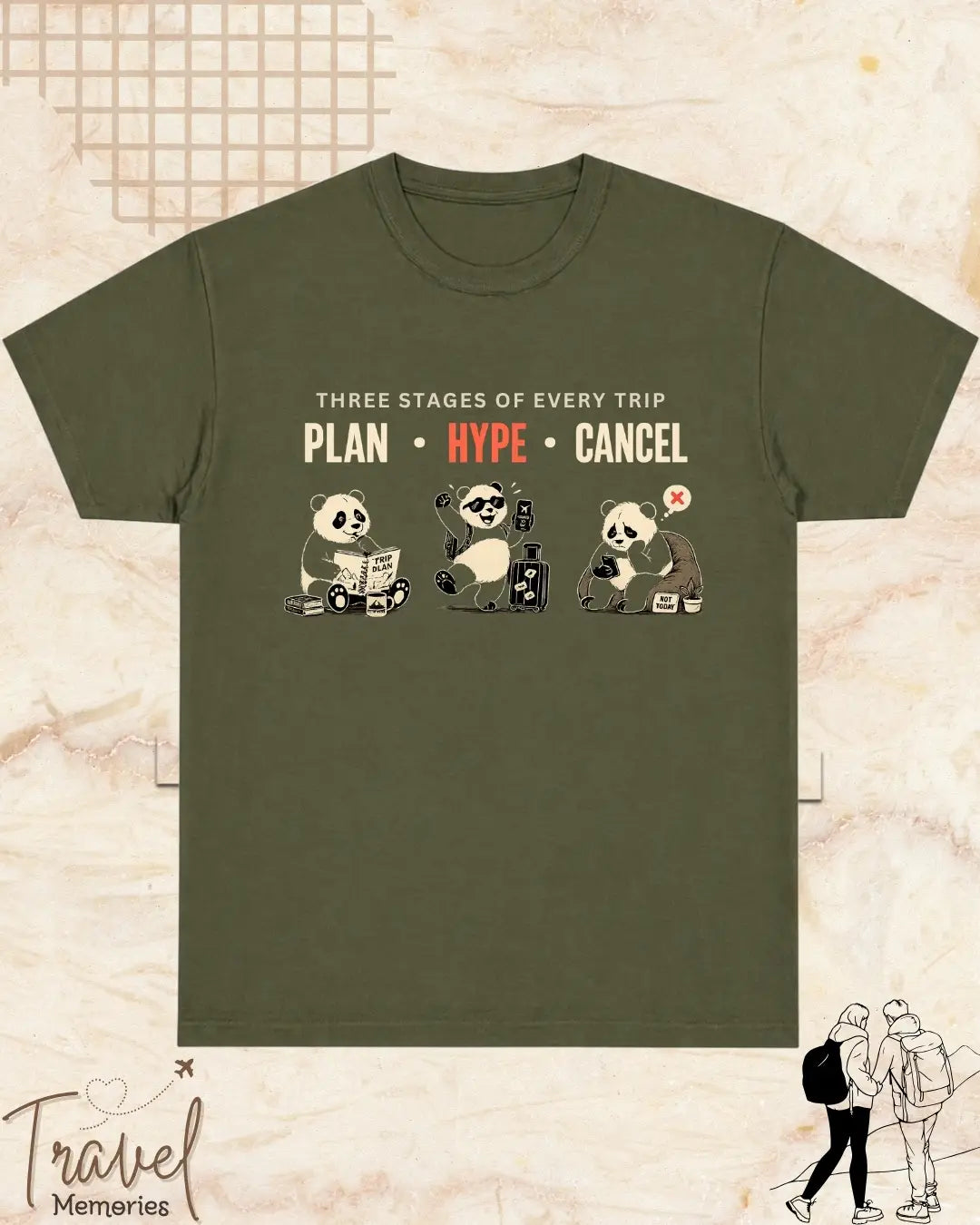 Three Stages of Every Trip Travel Cotton Tshirt Part 1