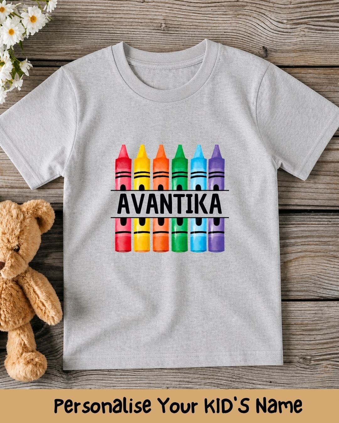 Colorful Crayon Custom Kid Cotton Tee