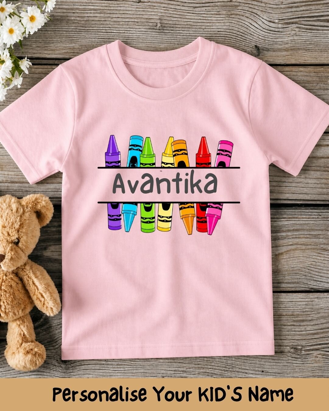 Colorful Crayon Custom Kid Cotton Tee