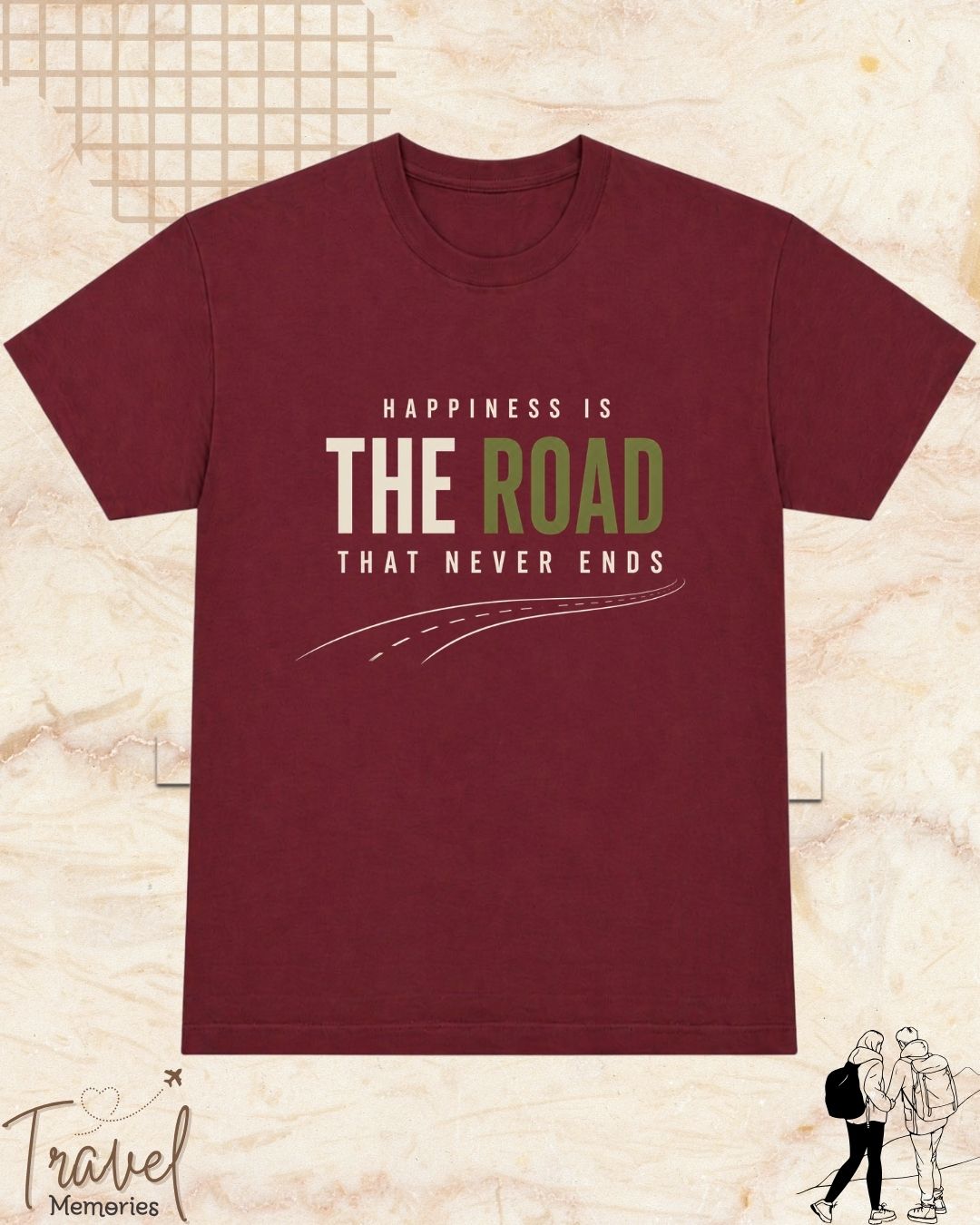 Happiness Is Travel Cotton Tshirt