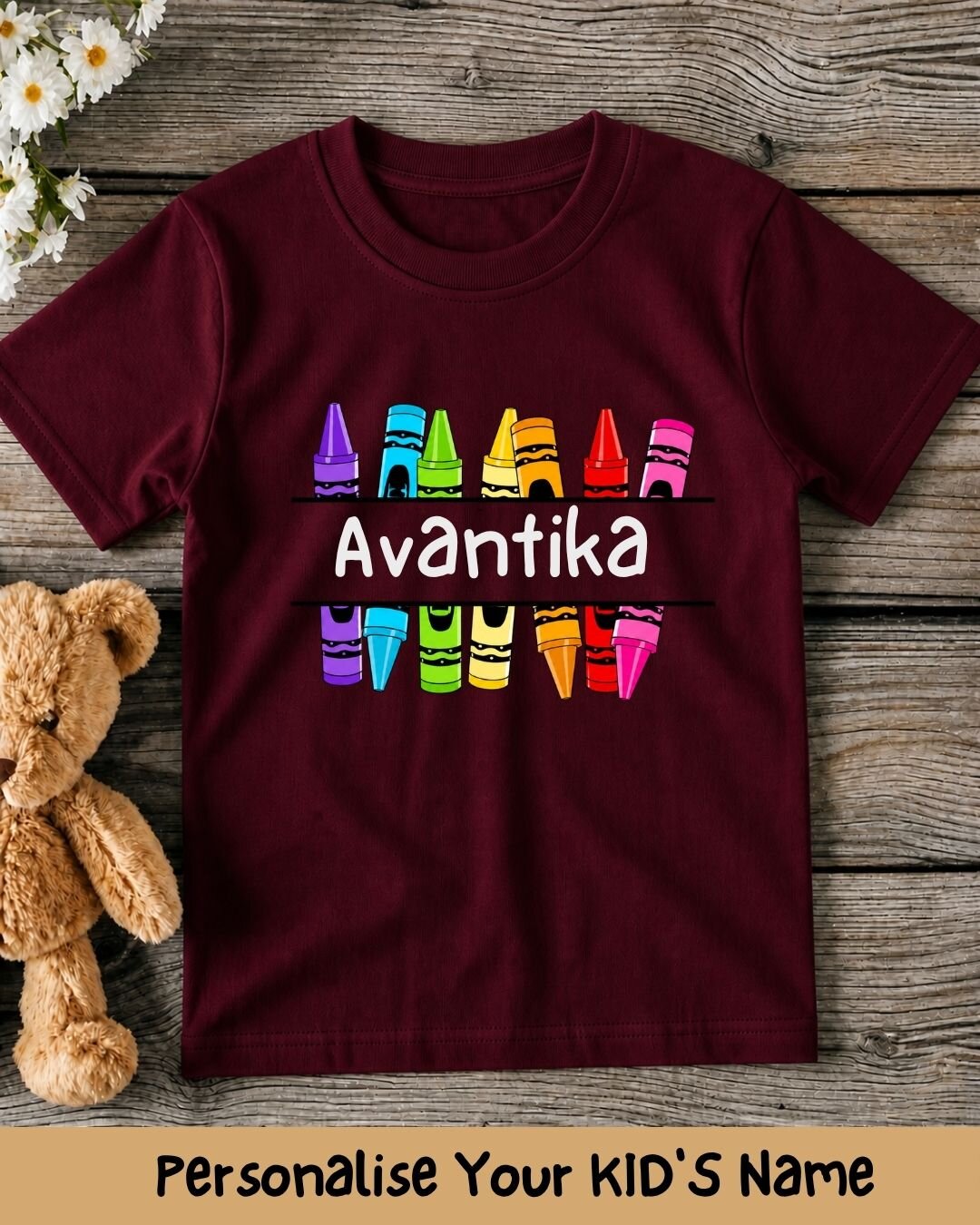 Colorful Crayon Custom Kid Cotton Tee