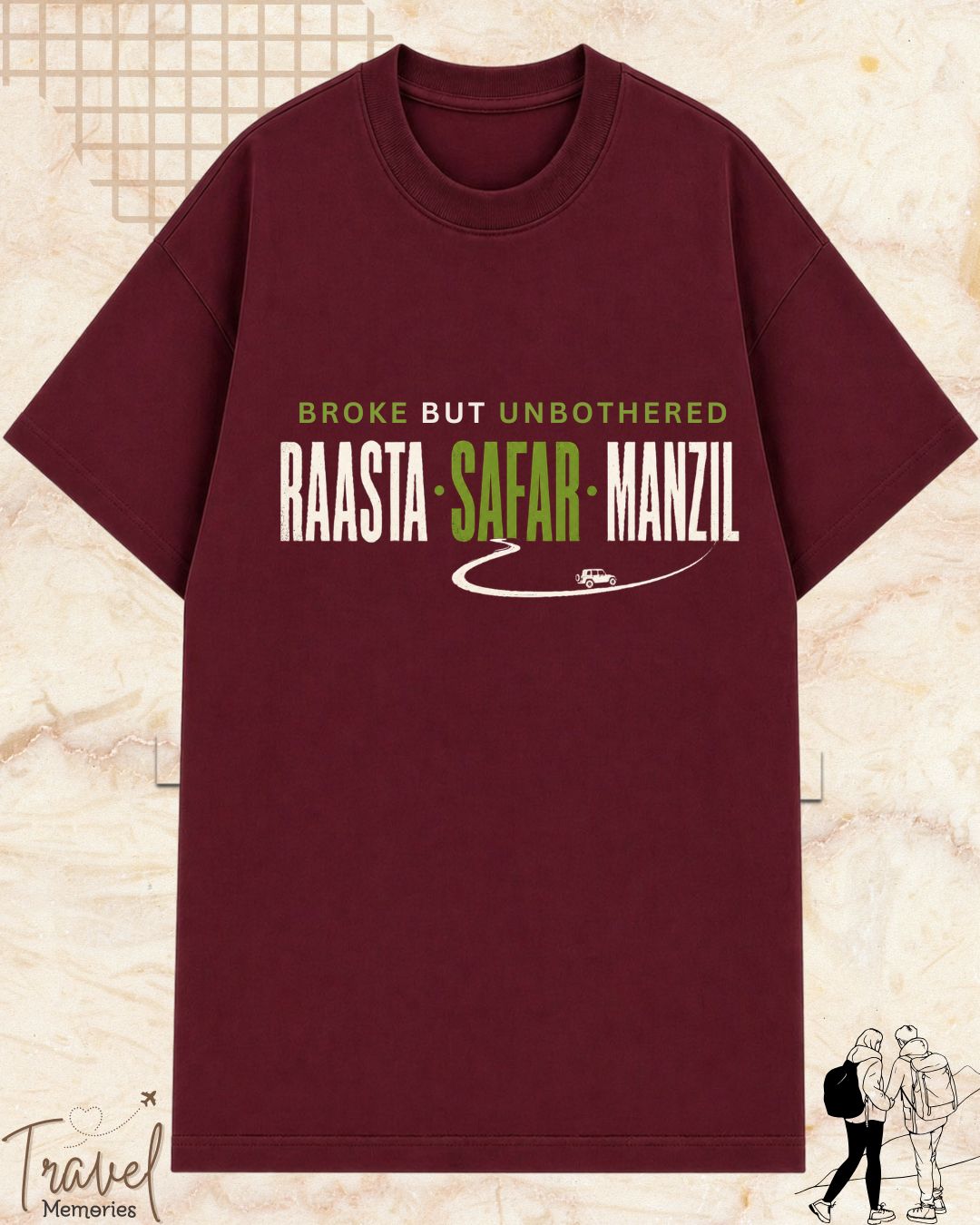 Raasta Safar Manzil Travel Cotton Tshirt