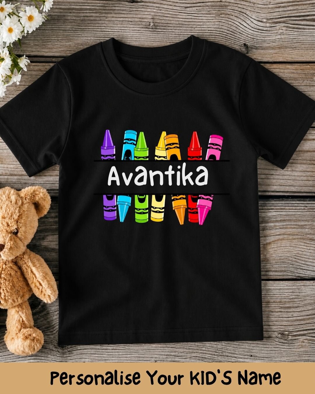 Colorful Crayon Custom Kid Cotton Tee