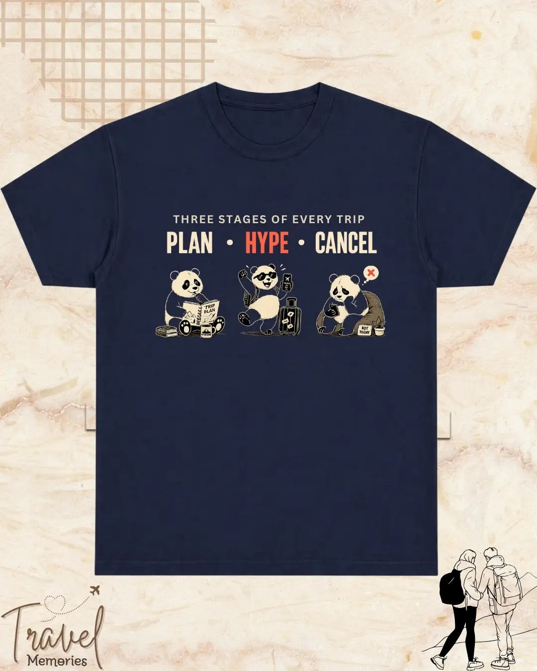 Three Stages of Every Trip Travel Cotton Tshirt Part 1