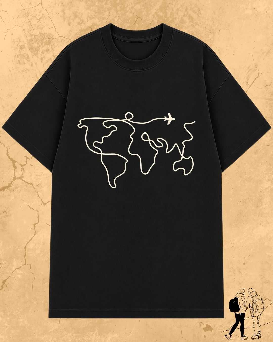 Minimalist Wanderline Travel Cotton Tshirt