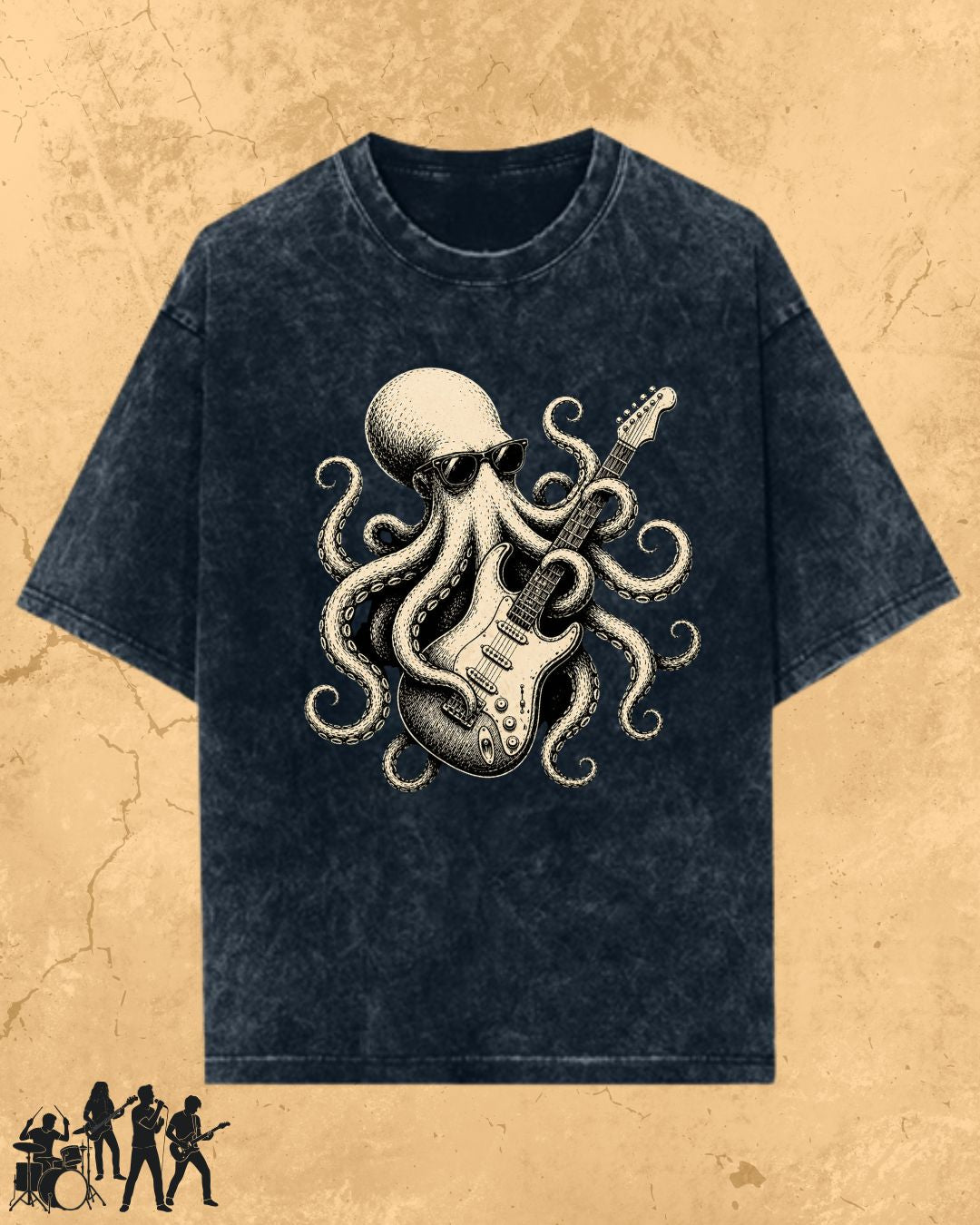 Octopus Guitar Rock Cotton Tshirt