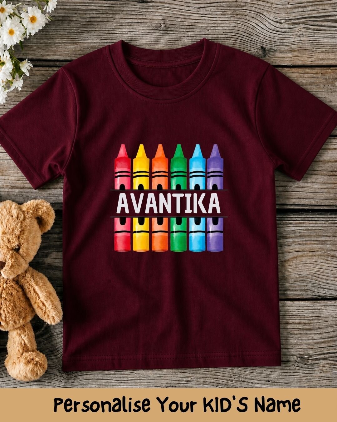 Colorful Crayon Custom Kid Cotton Tee