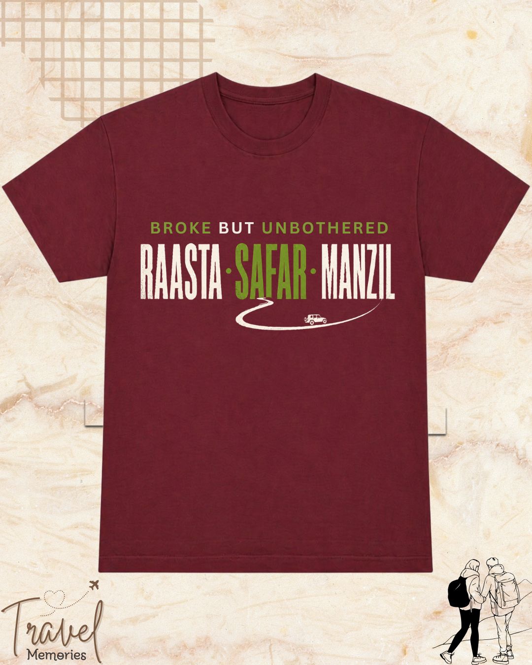 Raasta Safar Manzil Travel Cotton Tshirt