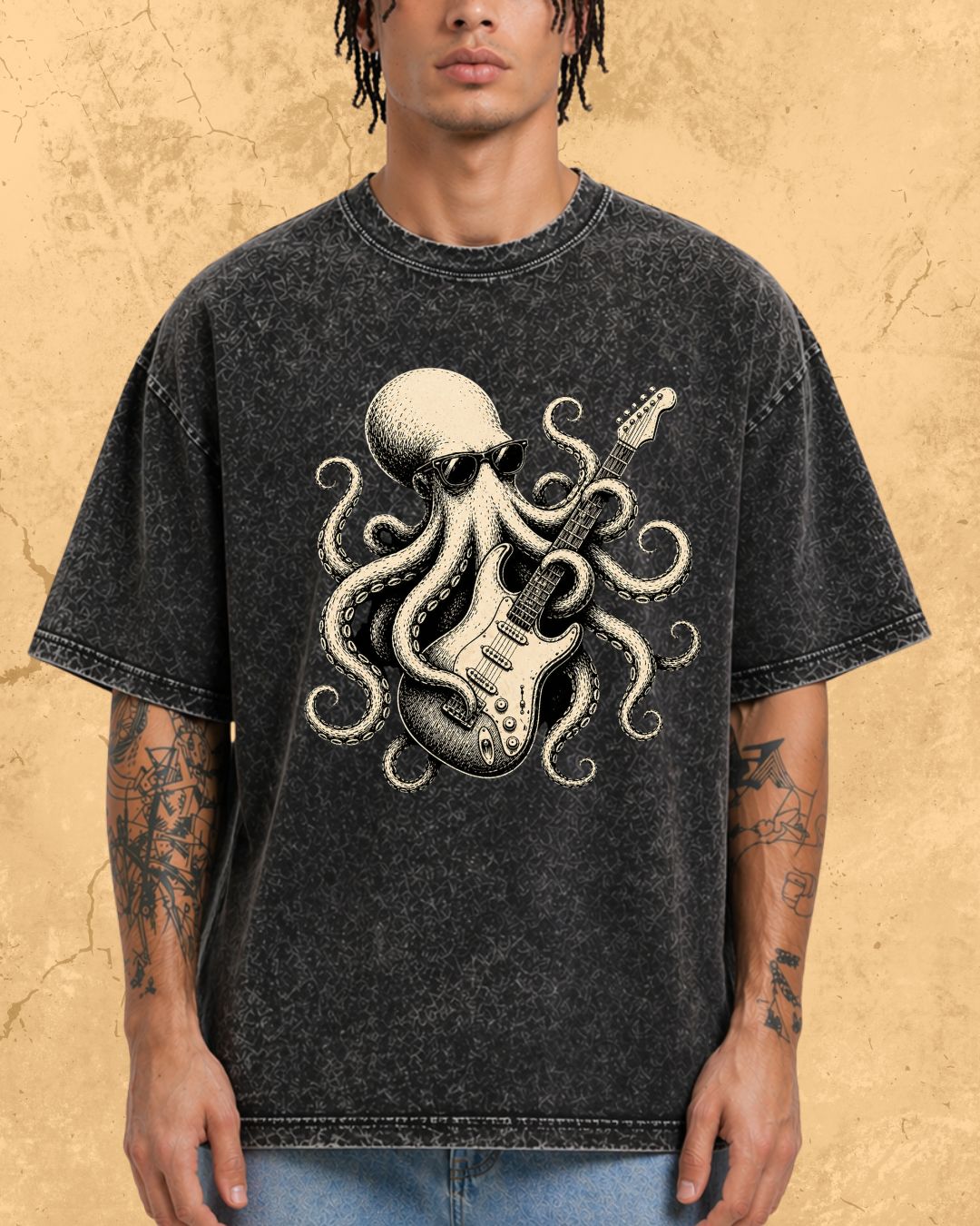 Octopus Guitar Rock Cotton Tshirt