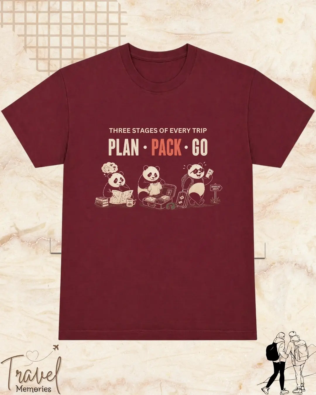 Three Stages of Every Trip Travel Cotton Tshirt Part 1