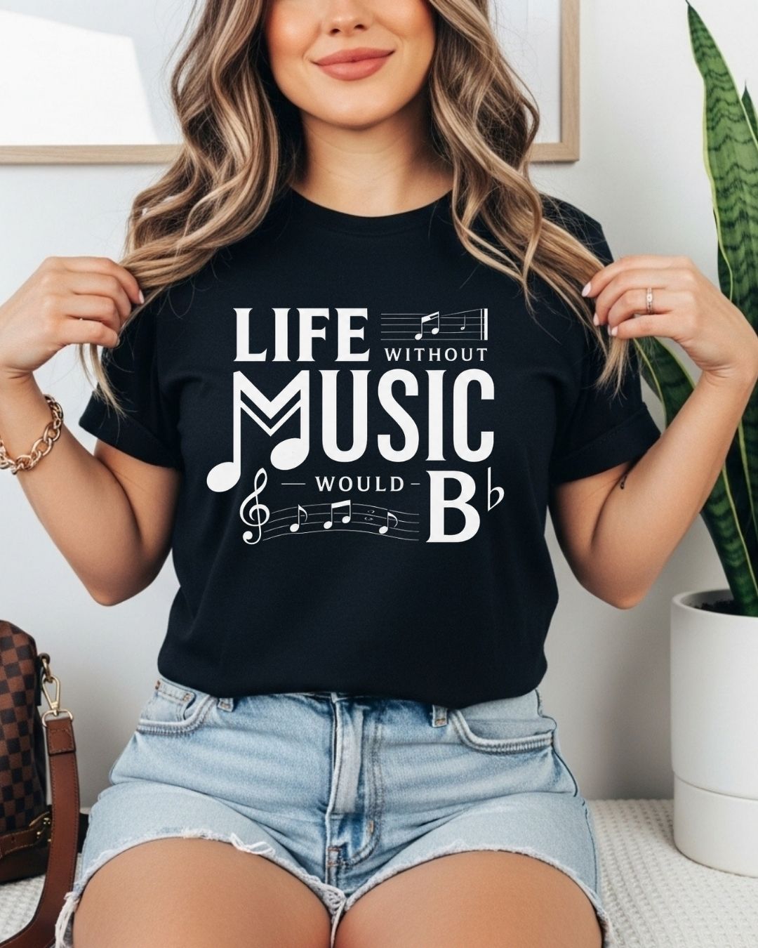 Life Without Music Would B Flat Cotton T-Shirt
