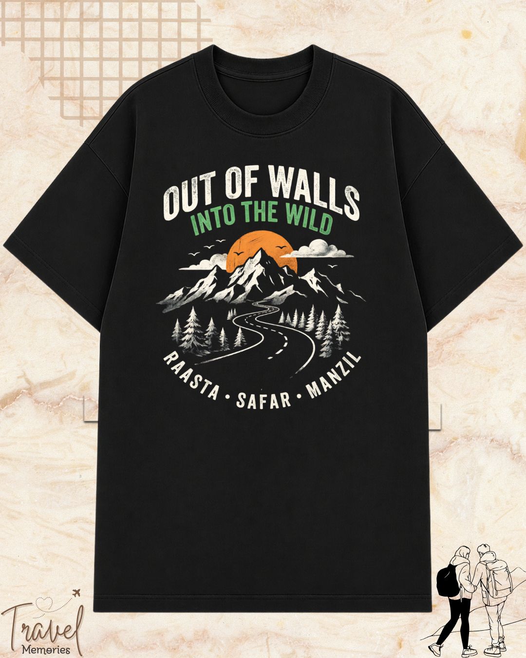 Raasta Safar Manzil Travel Cotton Tshirt