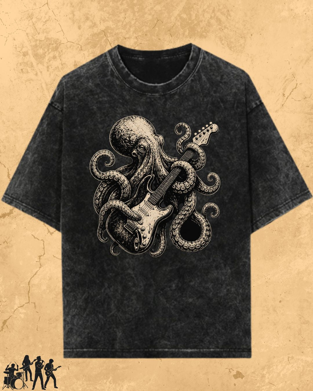 Octopus Guitar Rock Cotton Tshirt