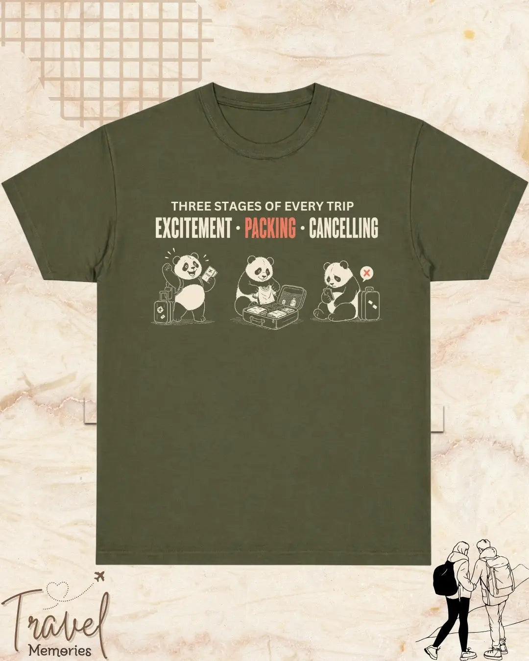 Three Stages of Every Trip Travel Cotton Tshirt Part 2