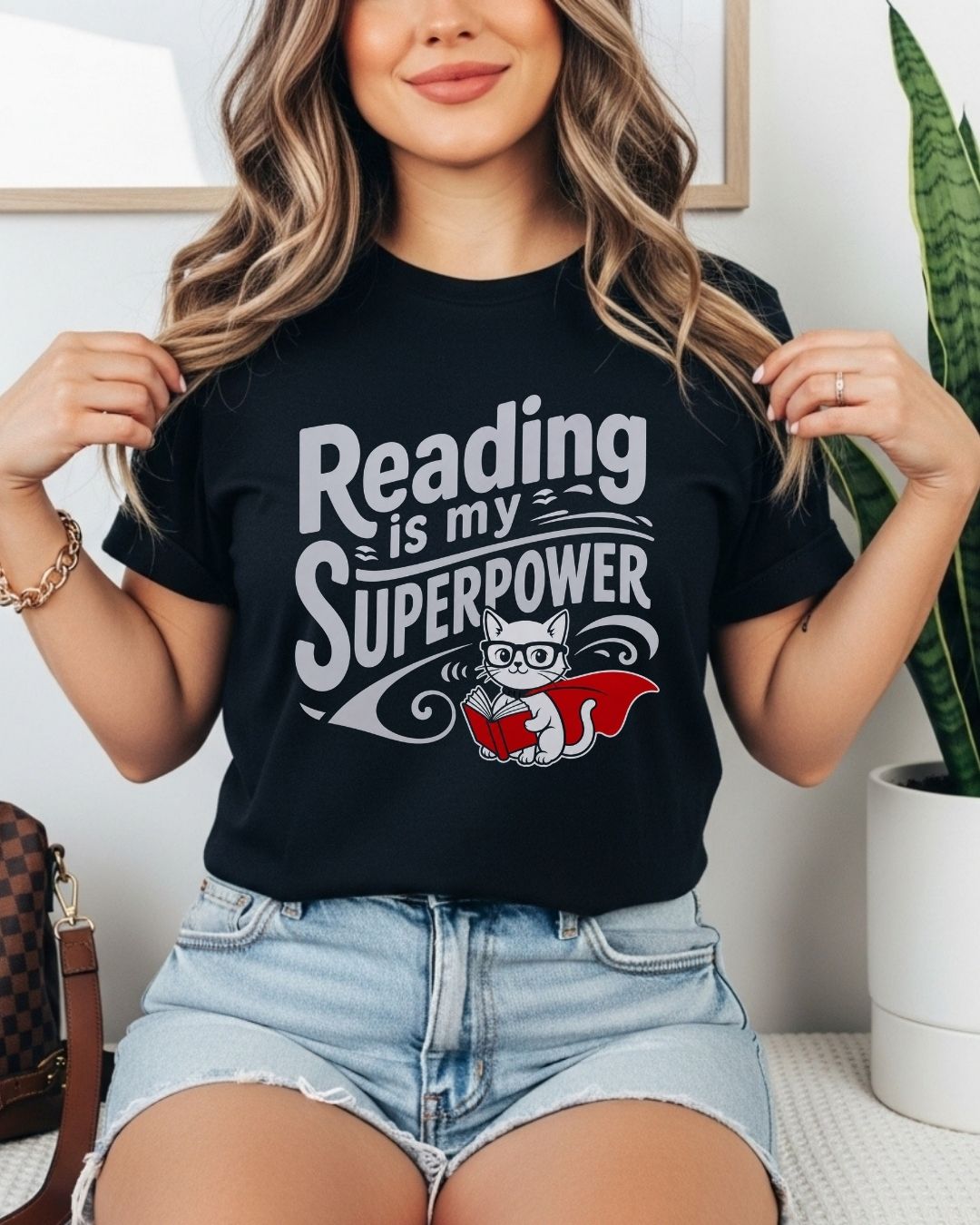 Purrfect Reader Cotton Tshirt
