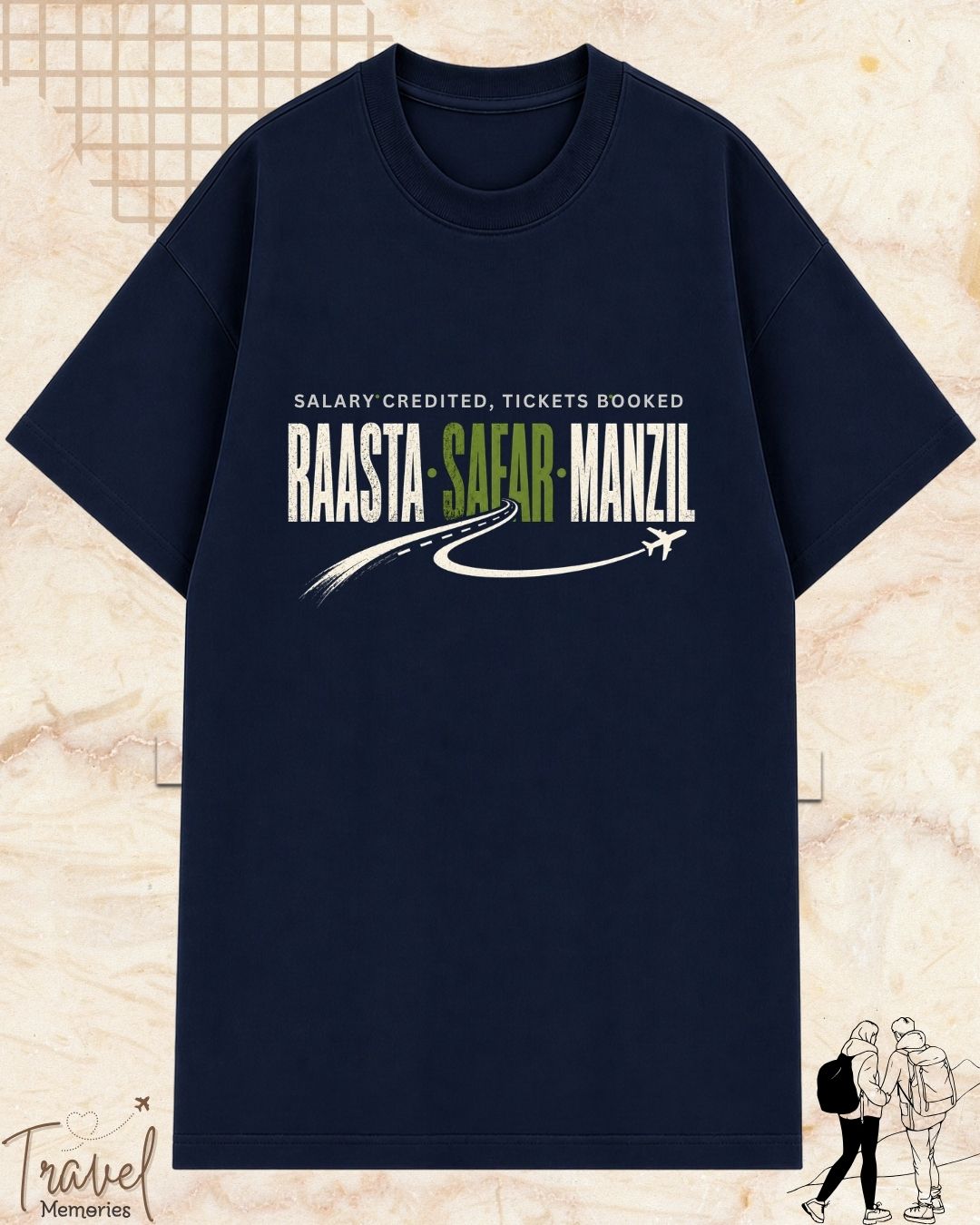 Raasta Safar Manzil Travel Cotton Tshirt