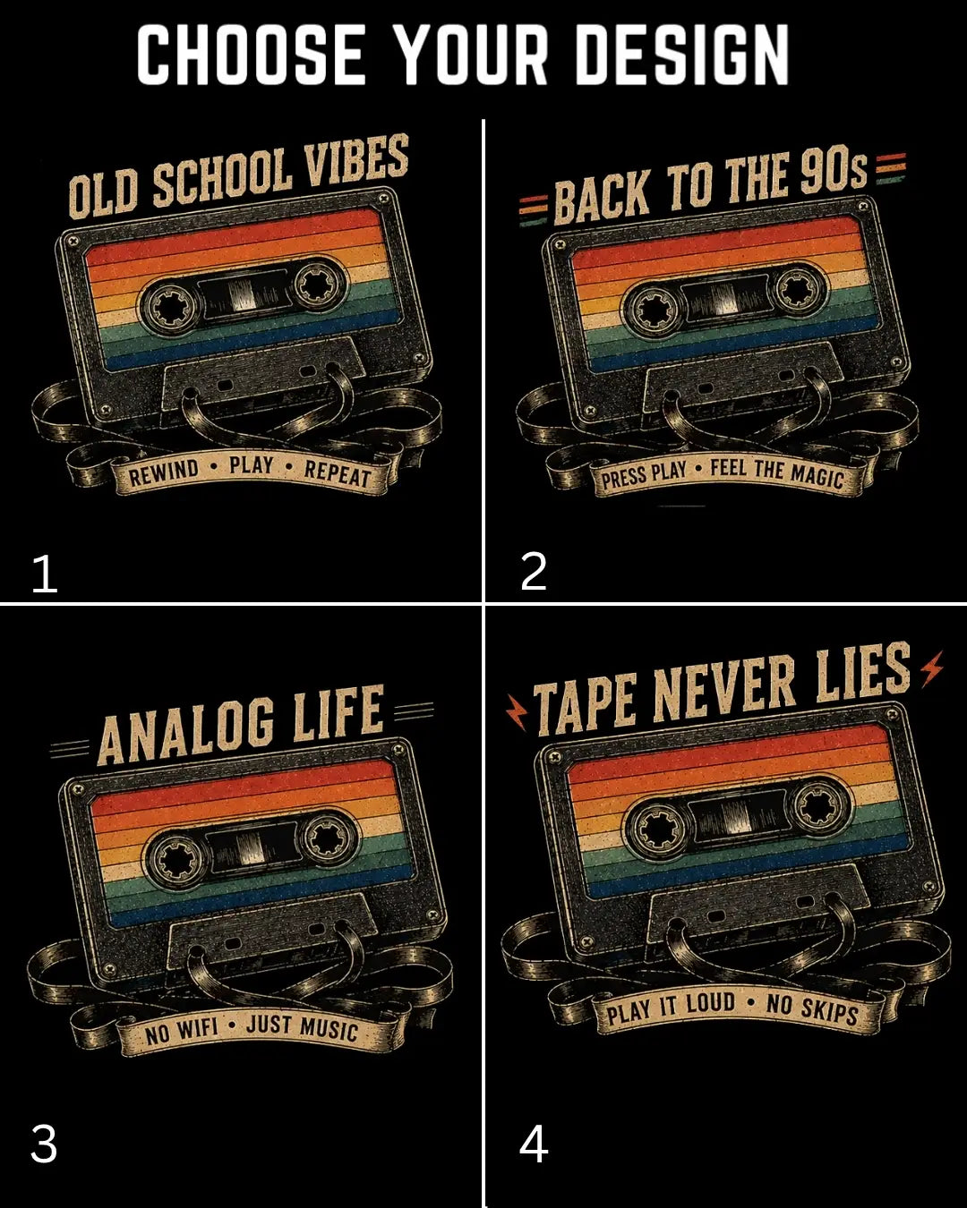 Retro Cassette Music Cotton Tshirt