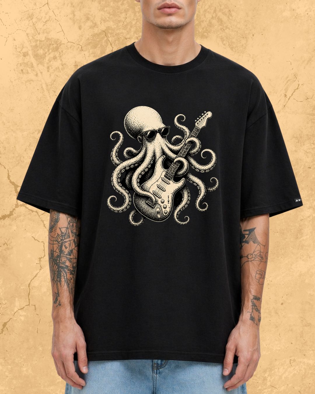 Octopus Guitar Rock Cotton Tshirt