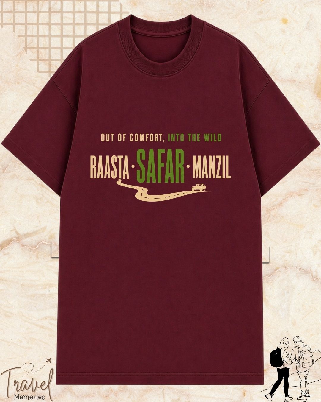 Raasta Safar Manzil Travel Cotton Tshirt