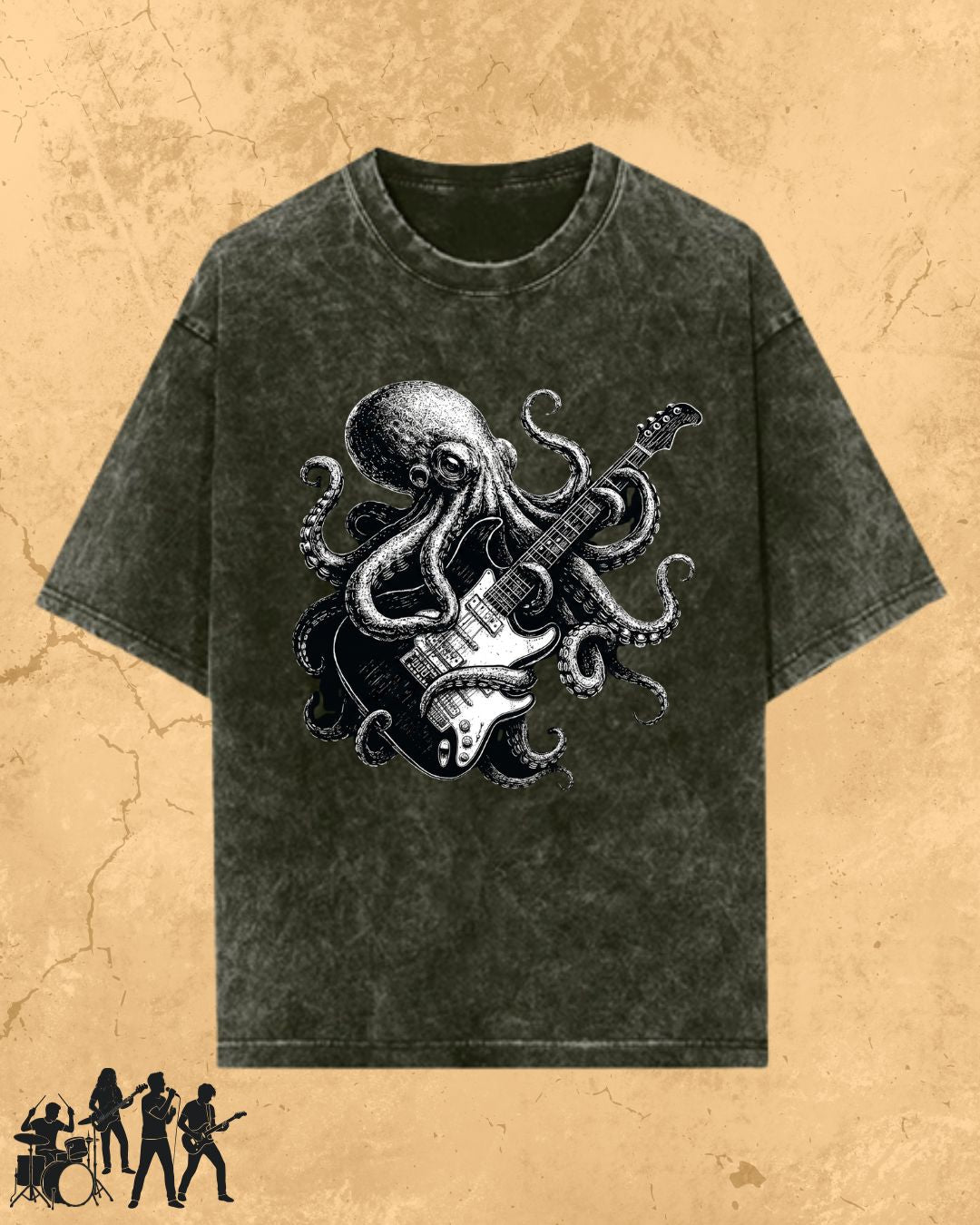 Octopus Guitar Rock Cotton Tshirt