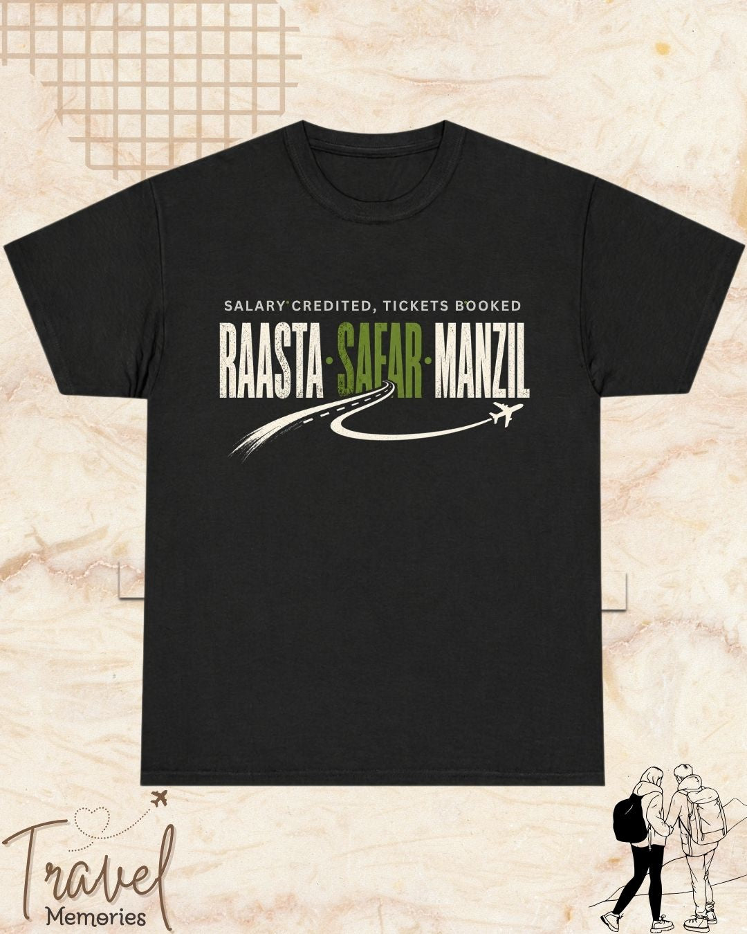 Raasta Safar Manzil Travel Cotton Tshirt