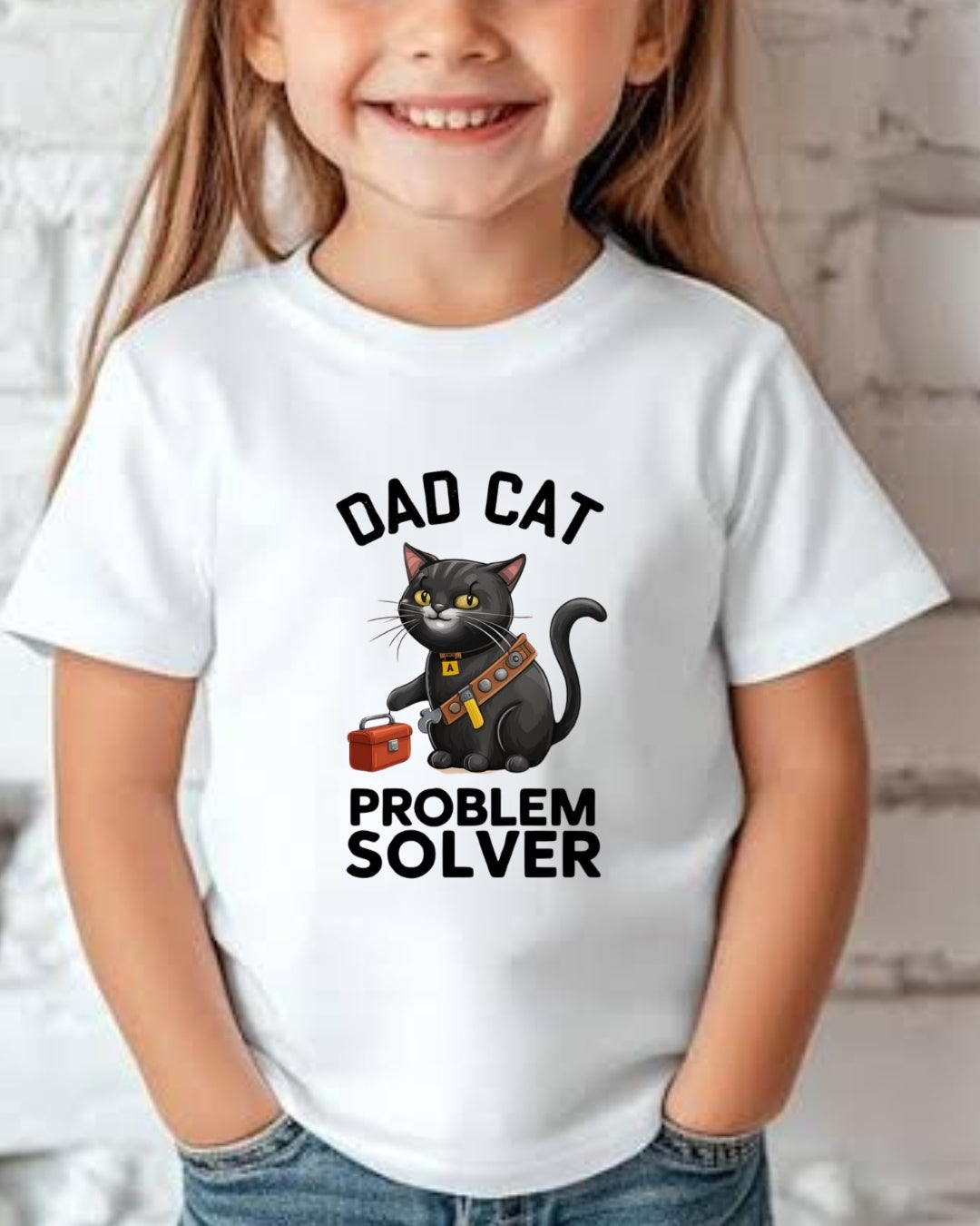 Dad Cat Problem Solver Kid Cotton Tshirt
