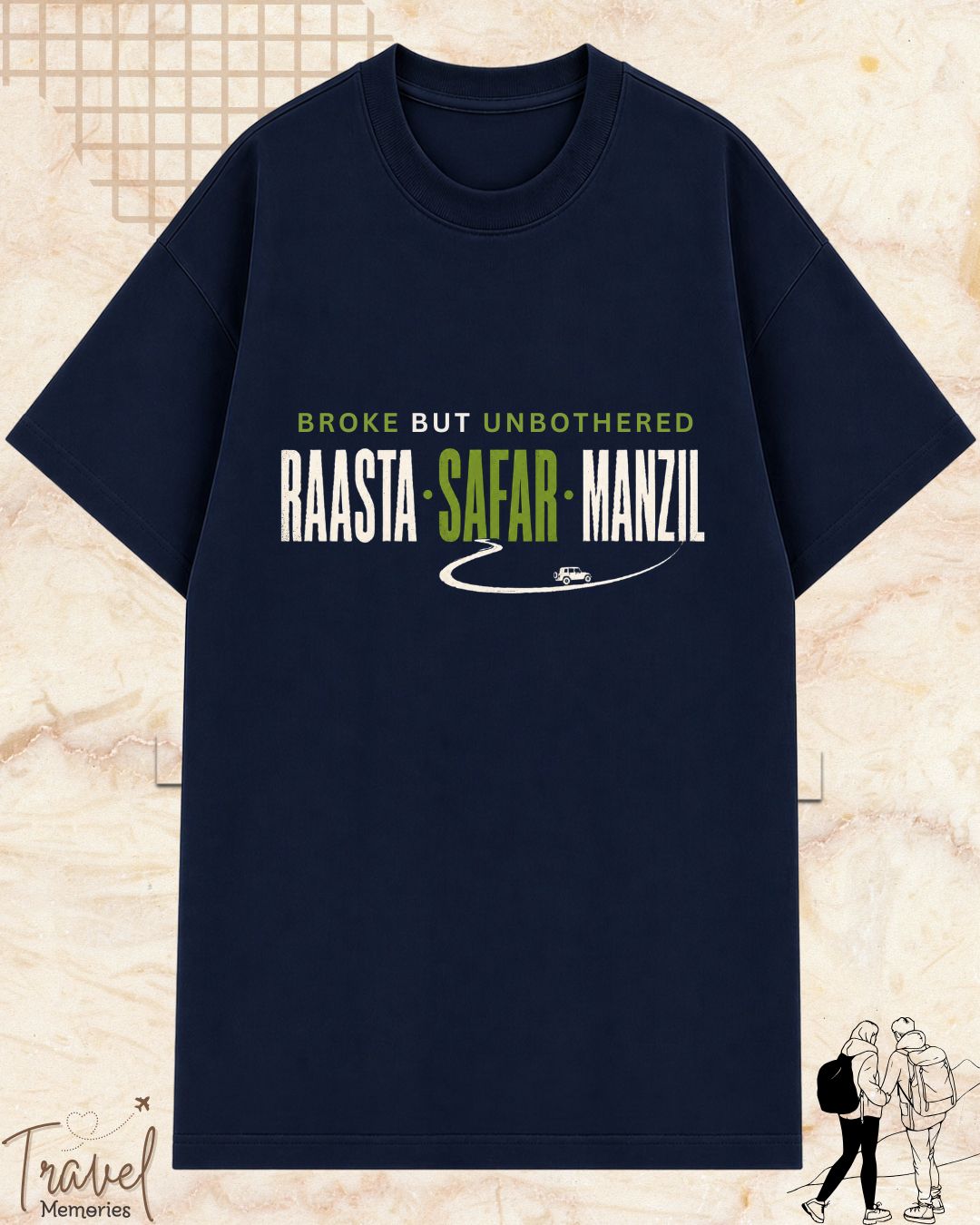 Raasta Safar Manzil Travel Cotton Tshirt