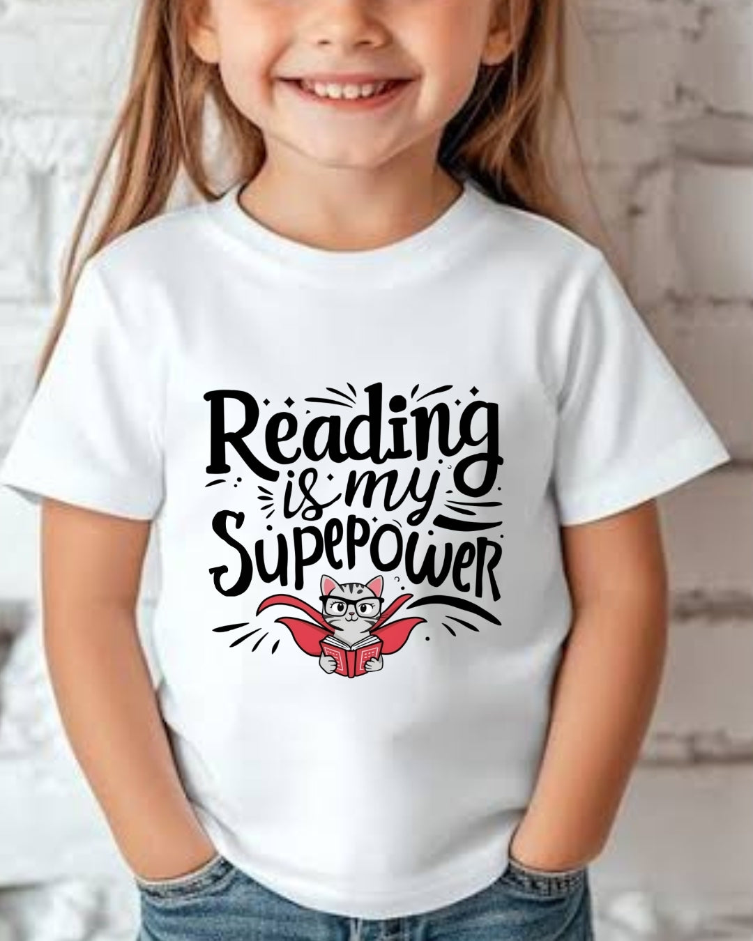 Reading Is My Superpower Kid Cotton Tshirt