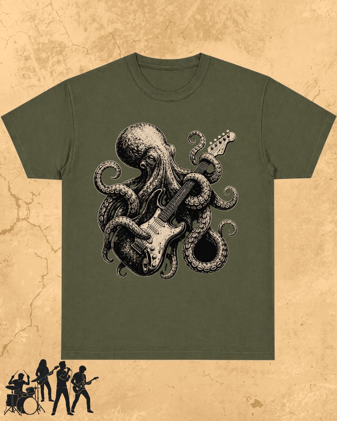 Octopus Guitar Rock Cotton Tshirt