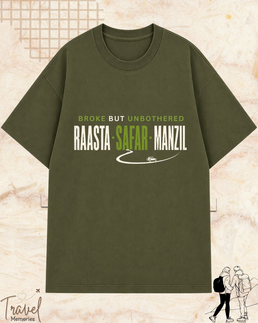Raasta Safar Manzil Travel Cotton Tshirt
