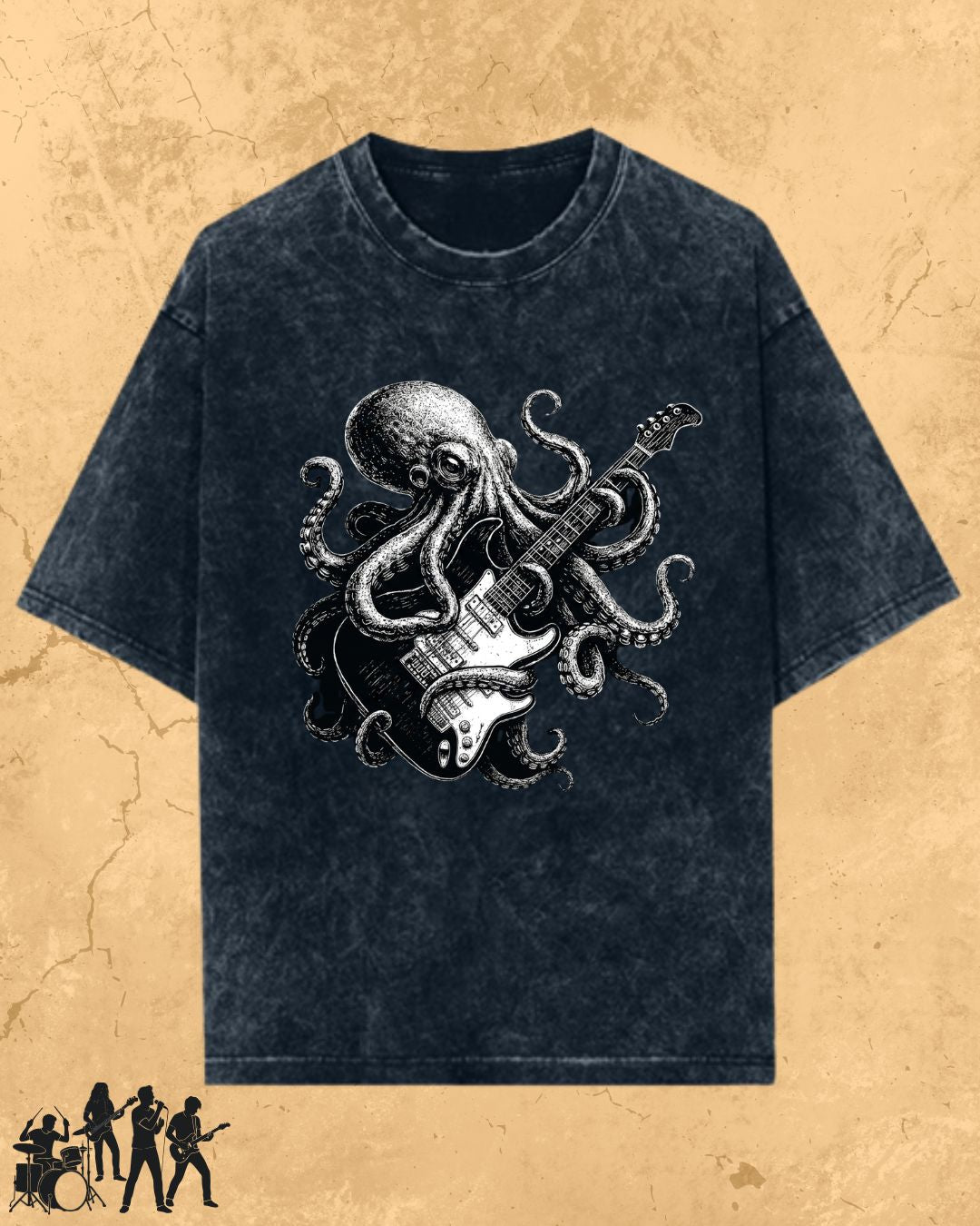 Octopus Guitar Rock Cotton Tshirt