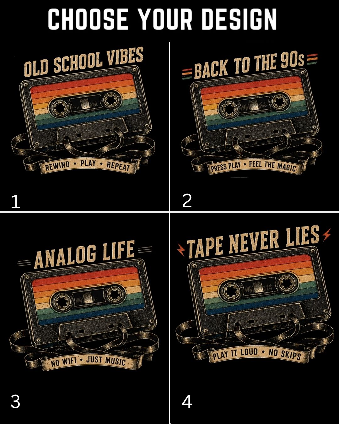 Retro Cassette Music Cotton Tshirt