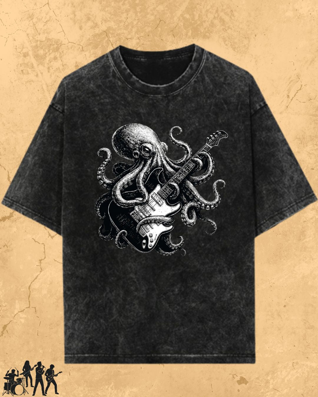 Octopus Guitar Rock Cotton Tshirt