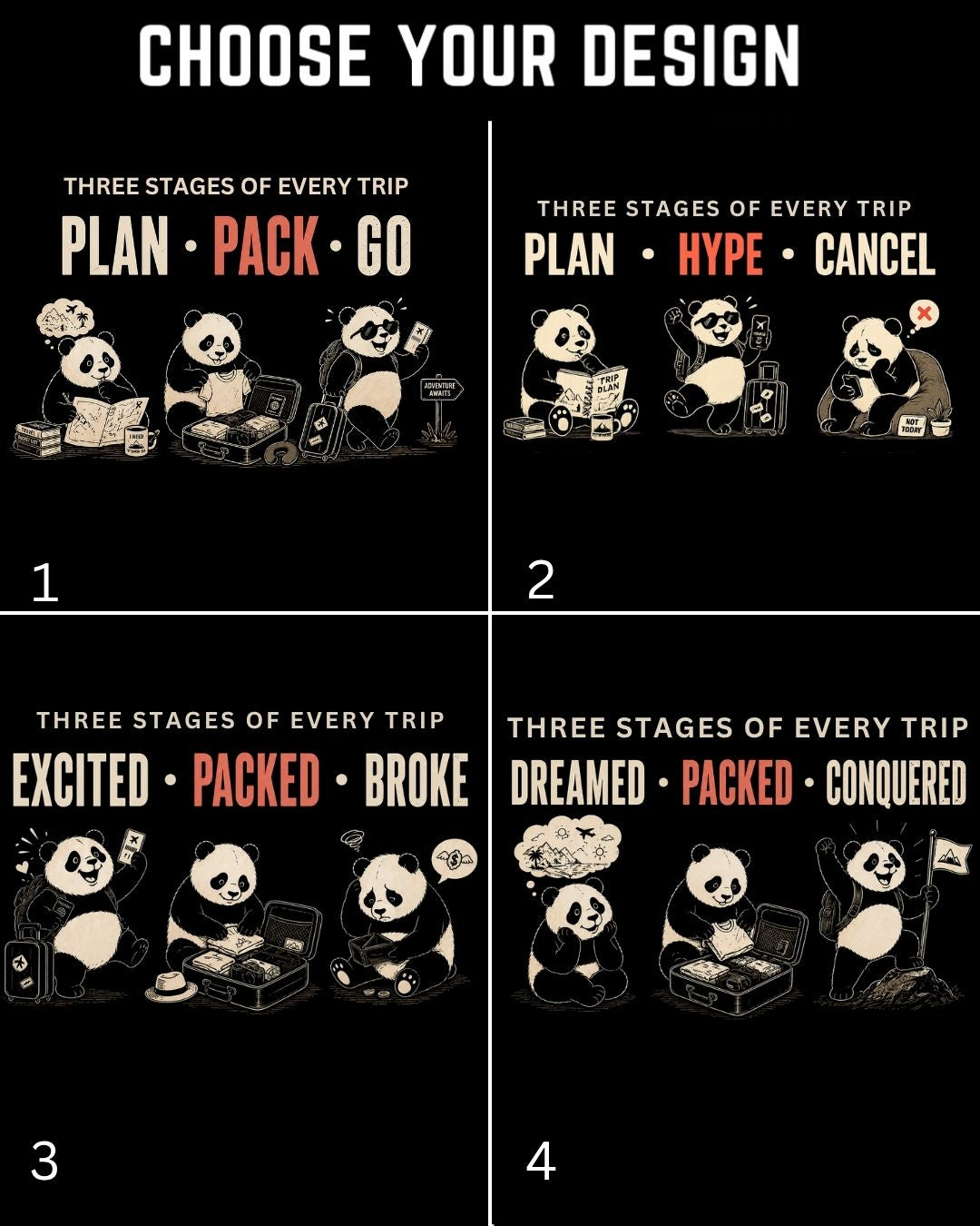 Three Stages of Every Trip Series 2 Travel Cotton Tshirt