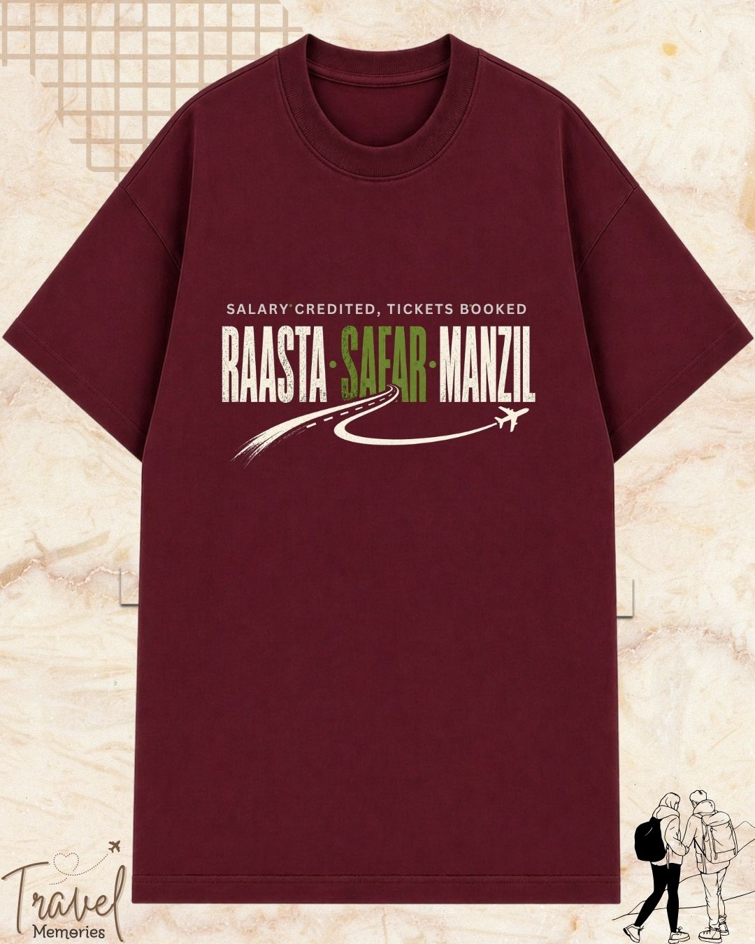 Raasta Safar Manzil Travel Cotton Tshirt