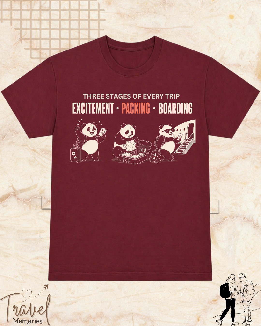 Three Stages of Every Trip Series 1 Travel Cotton Tshirt