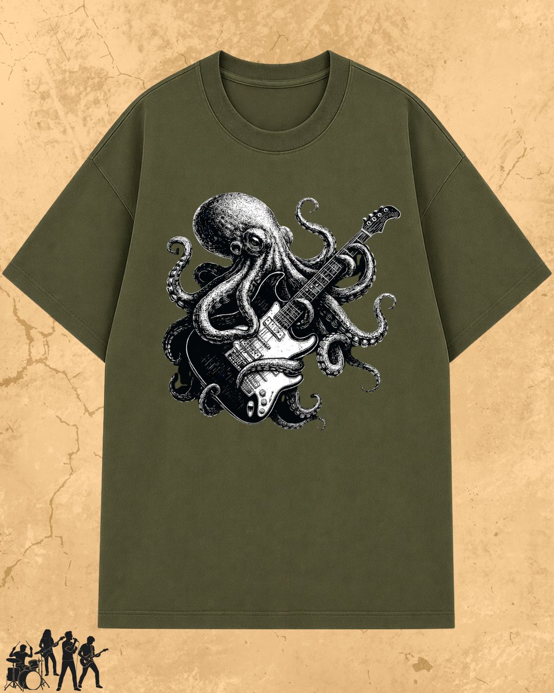 Octopus Guitar Rock Cotton Tshirt