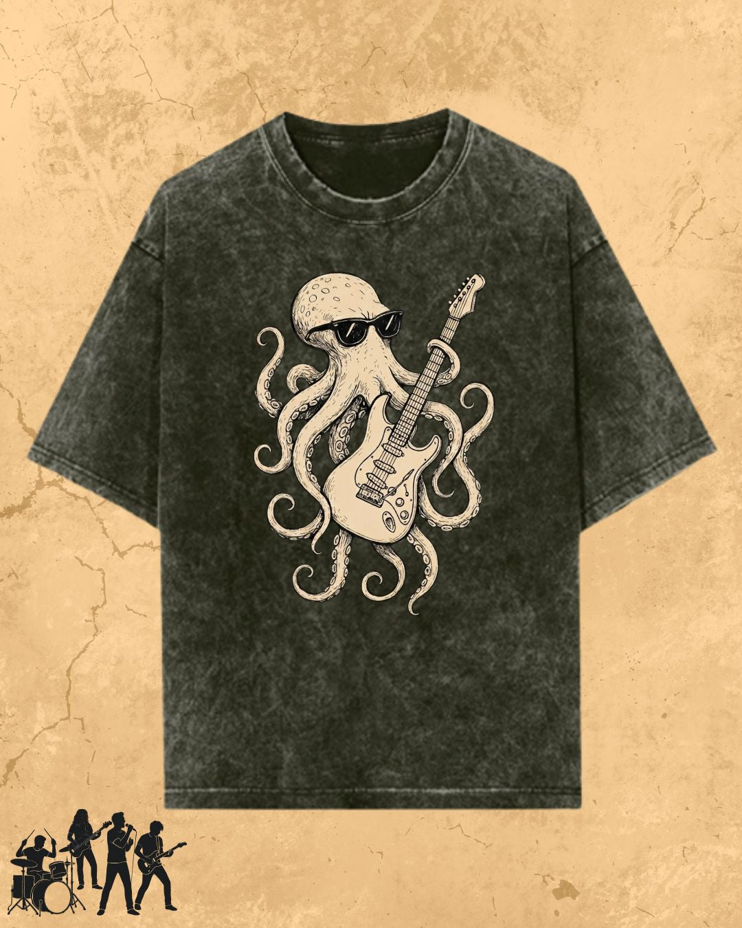 Octopus Guitar Rock Cotton Tshirt