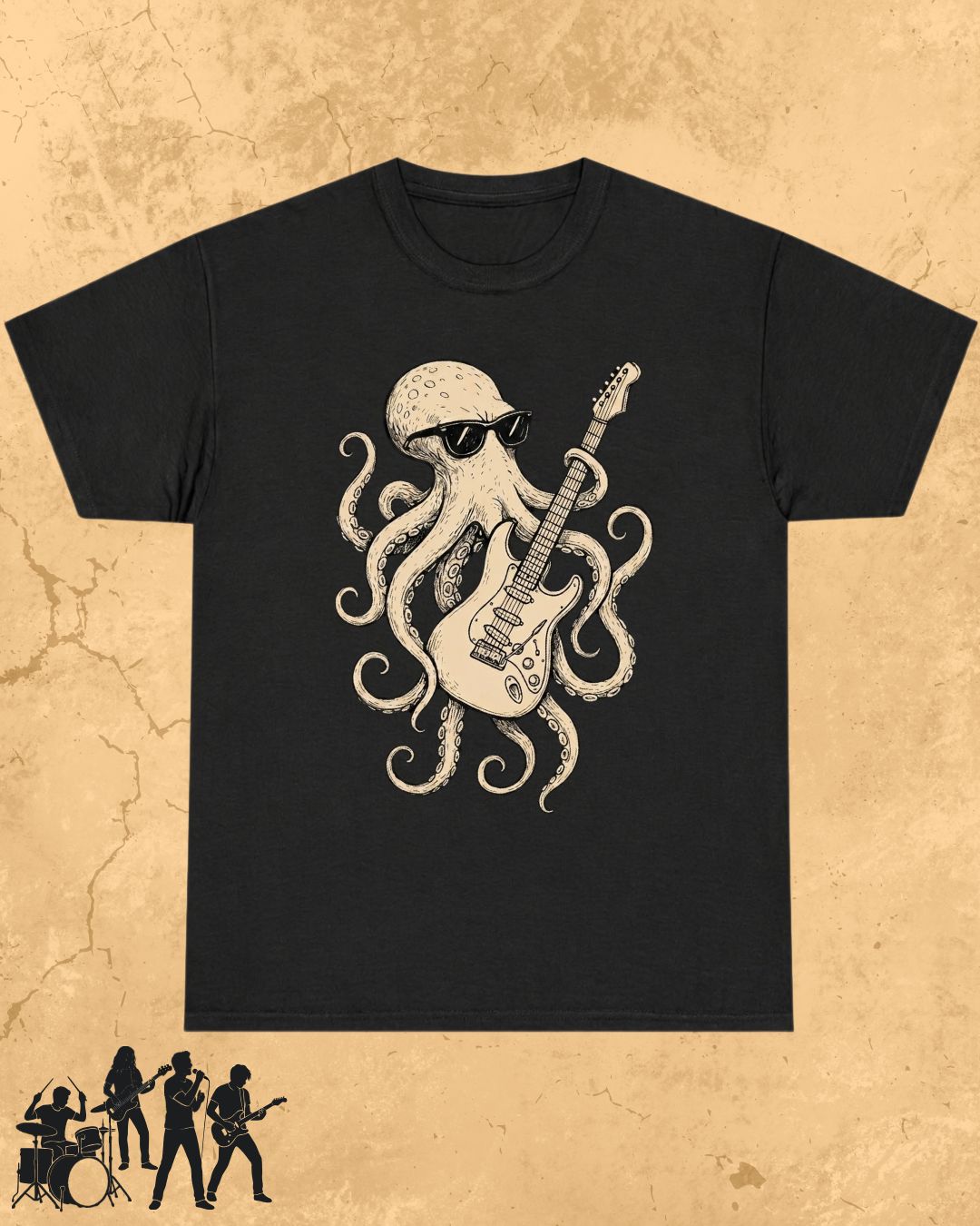 Octopus Guitar Rock Cotton Tshirt