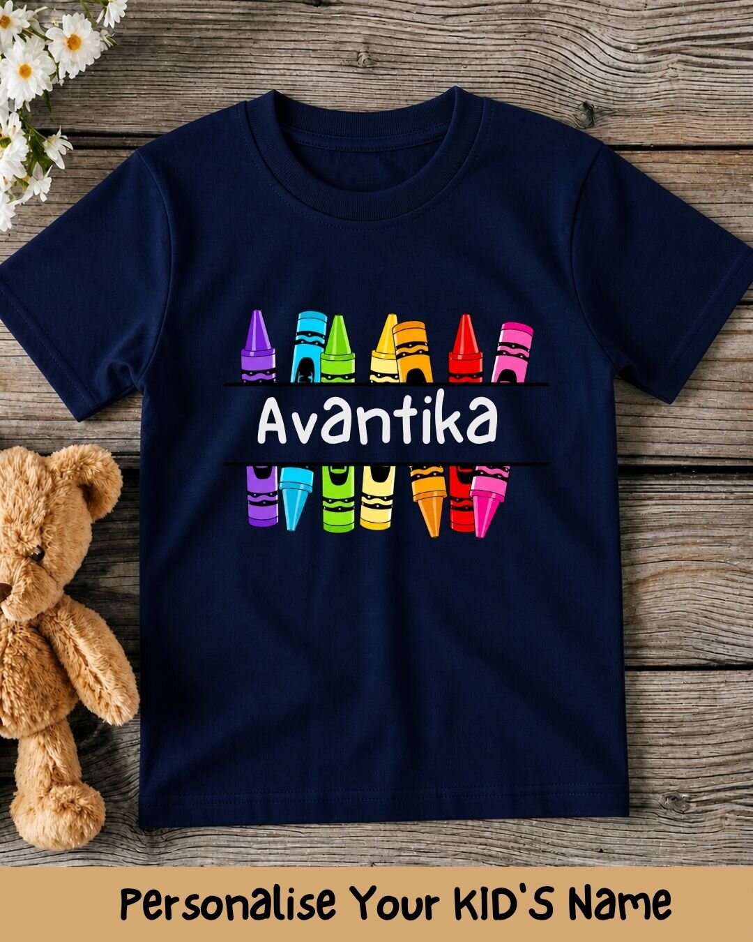 Colorful Crayon Custom Kid Cotton Tee