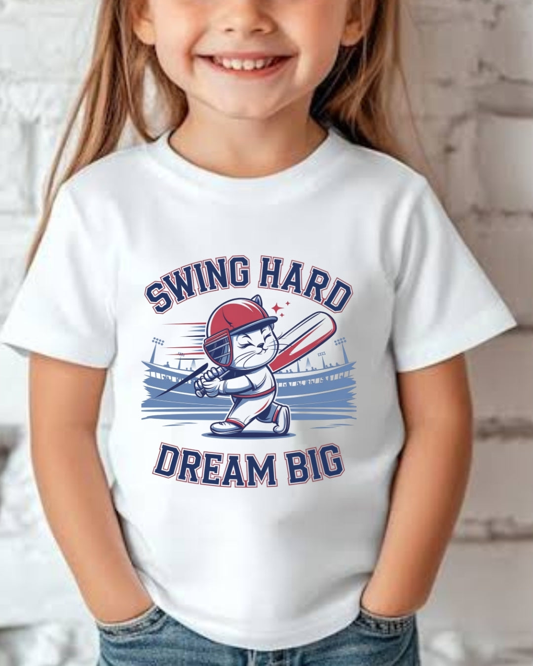 Swing Hard Dream Big Kid Cotton Tshirt